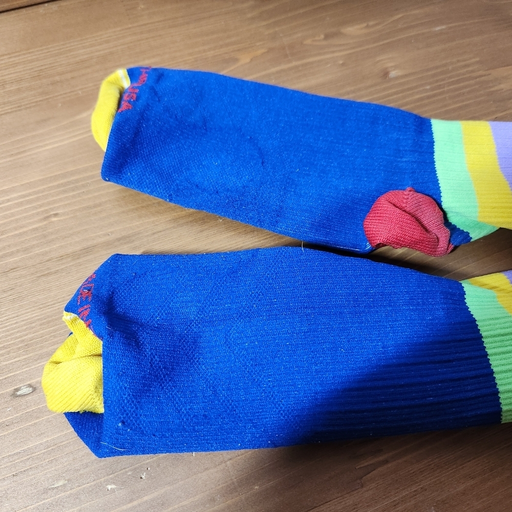Vibrant Rainbow Pro Compression PC Racer MultiColor Socks With Stripes Size L/XL - Picture 5 of 6